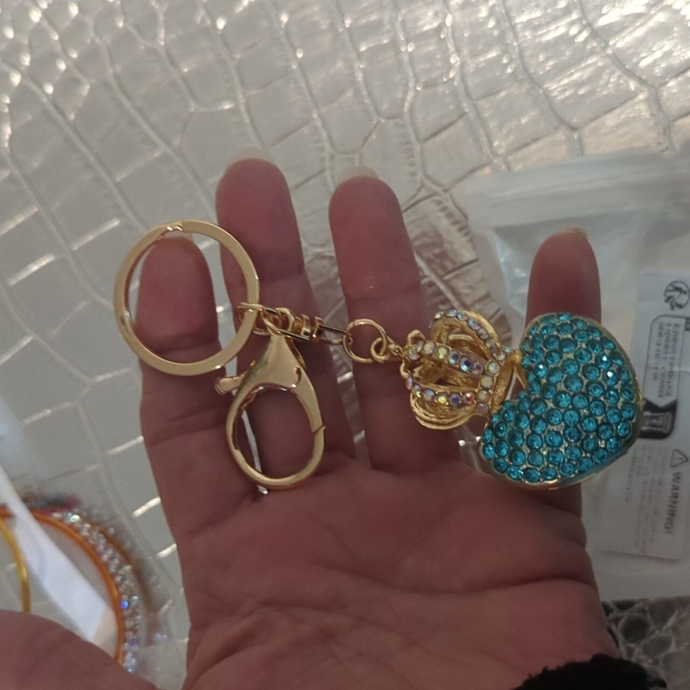 Bag Charm Keychain Blue Heart